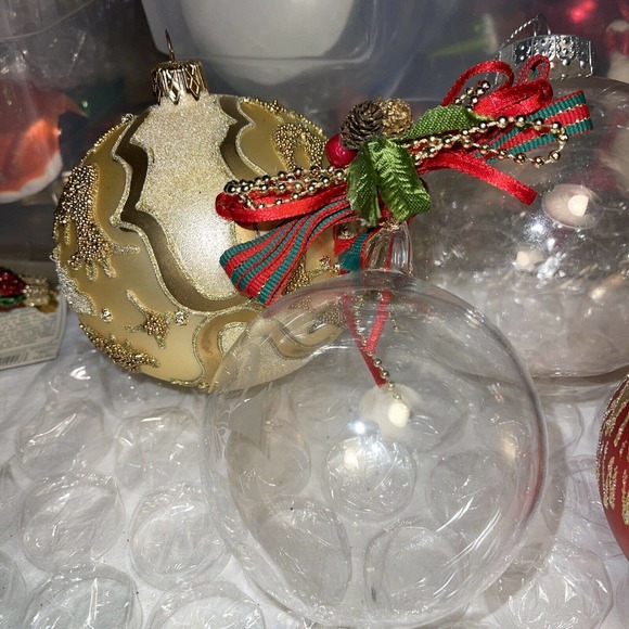 Vintage 4in Embellished Mixed Lot Blown Glass Christmas Ornaments 3E33 - Picture 5 of 11